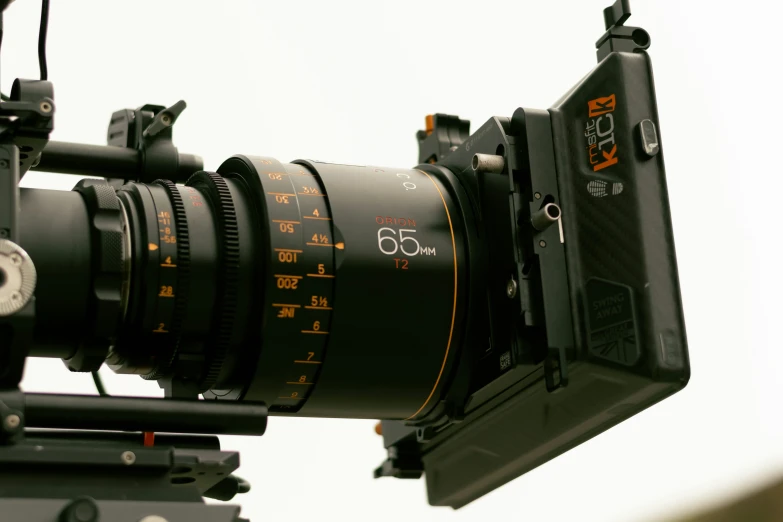 a close up view of a camera with a lens