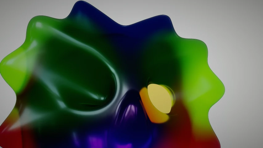 an artistic pograph of a multi colored, wavy glass sculpture