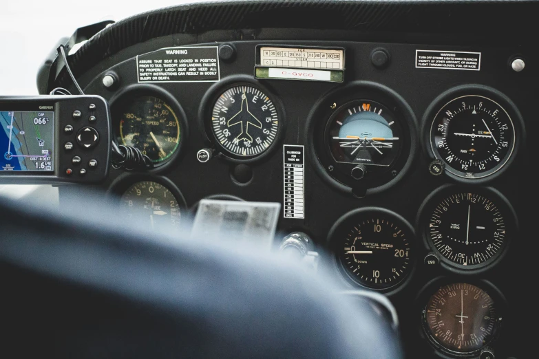 dashboard and meters on an airplane