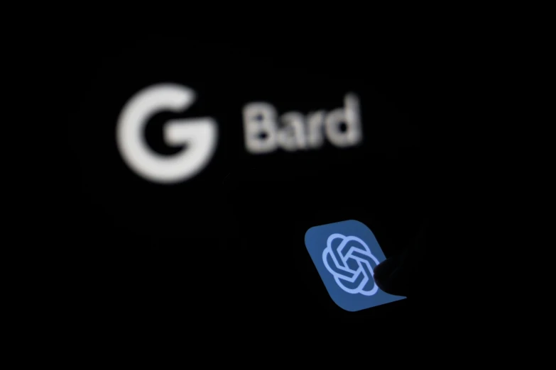 the g - bard logo is seen on an apple tablet