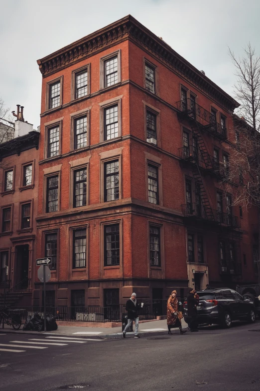 a large building is shown on a corner