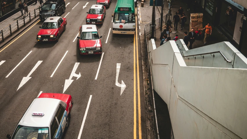 many traffic jams in a busy area during the day