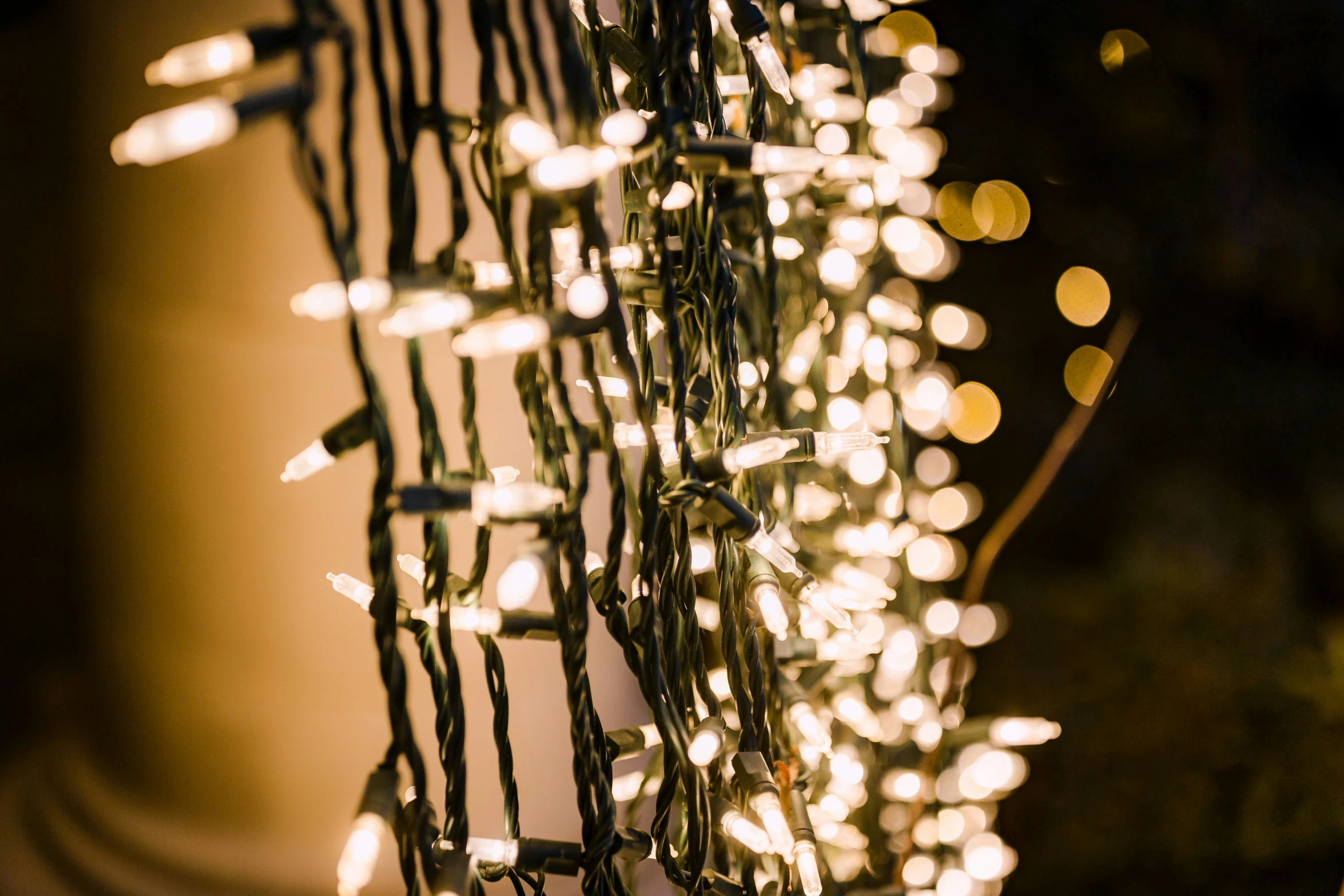 the string of christmas lights is on display