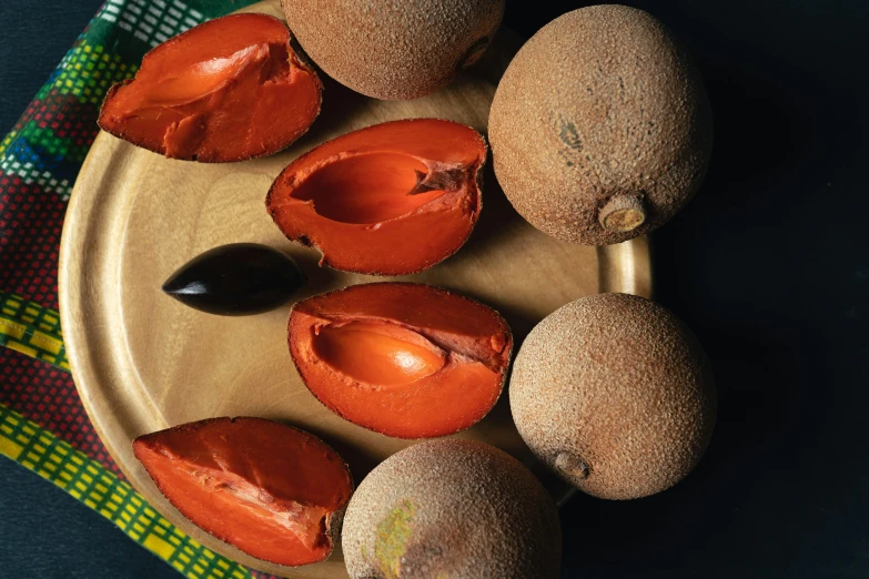 several types of fruit are displayed on a plate