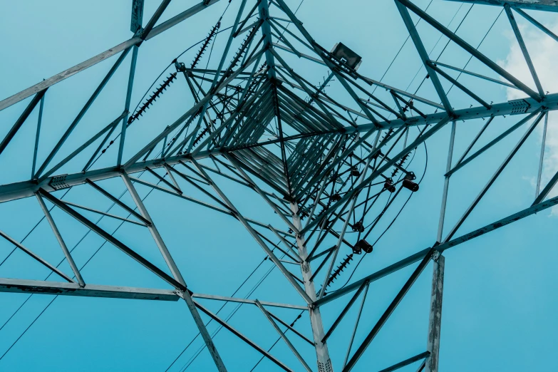 view of wires from below from the bottom looking up