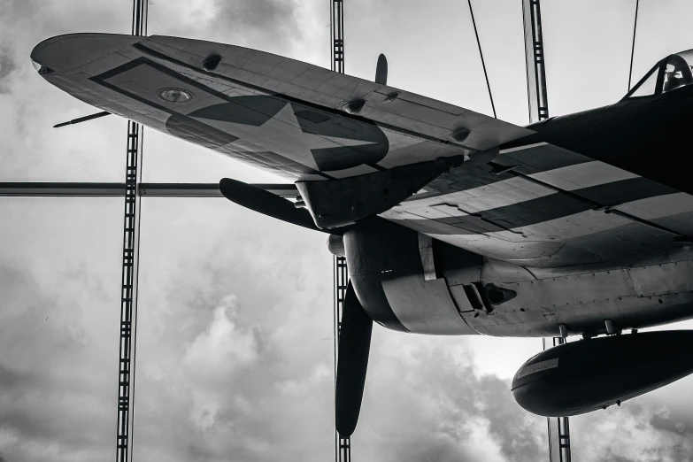 a black and white po of an old world war ii plane