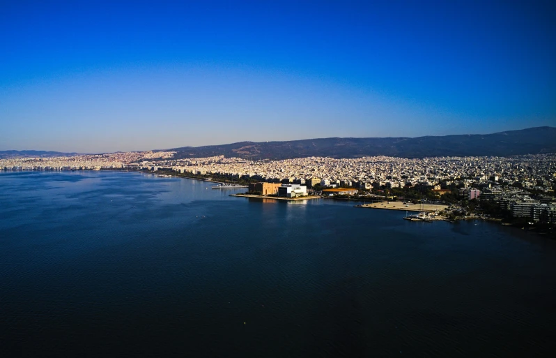 a city on a body of water that appears to be very populated