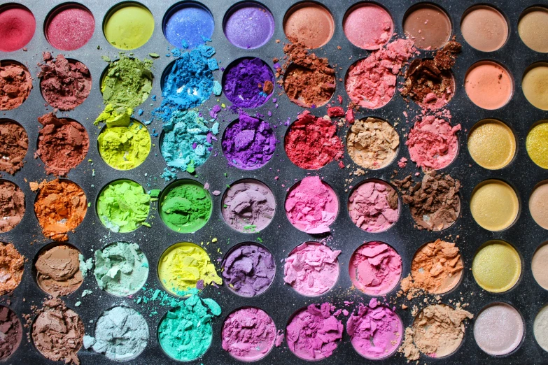 a close up image of the palettes of various colors