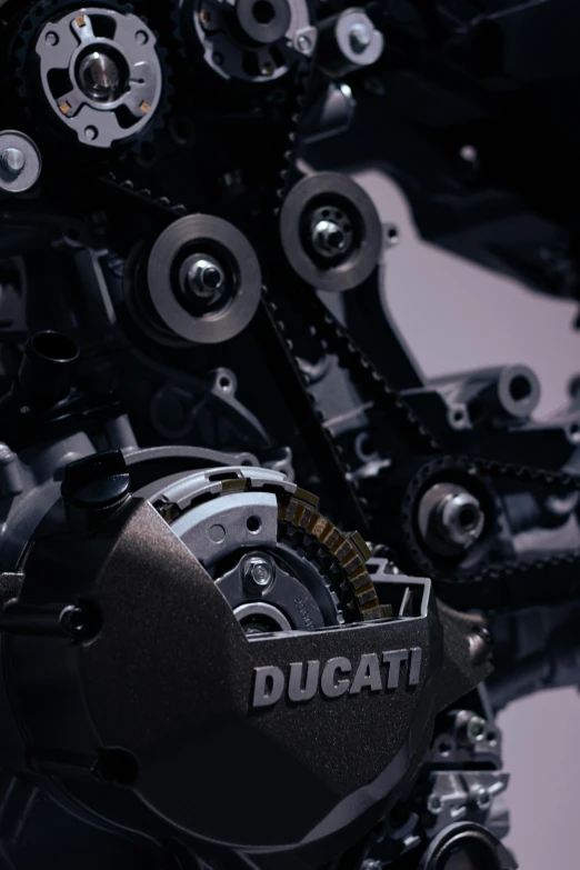 closeup of a ducati engine, showing the ke rotor and ke space