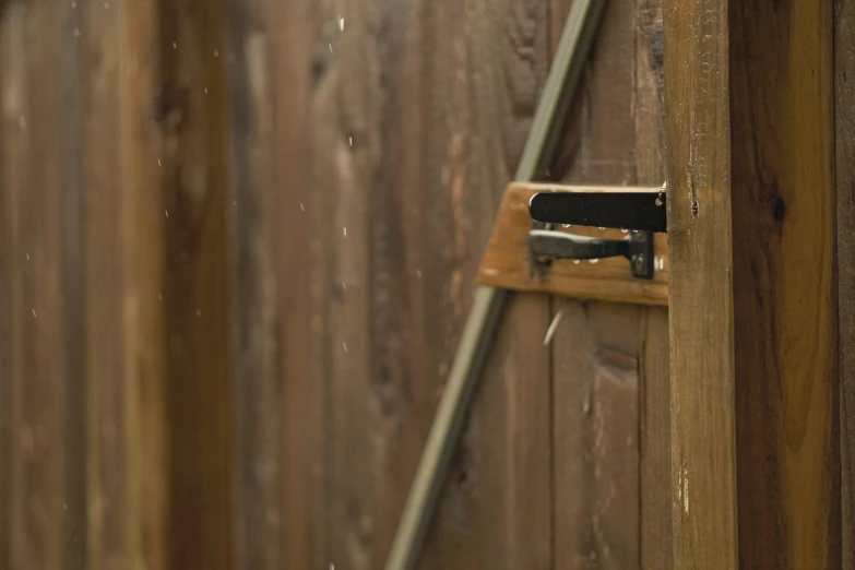 a wooden door with a lock on it