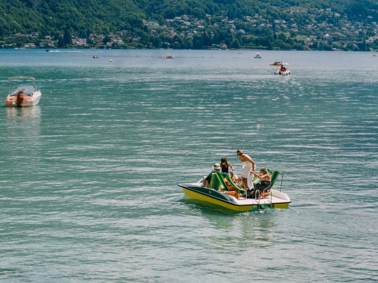 two women are on a boat in the water