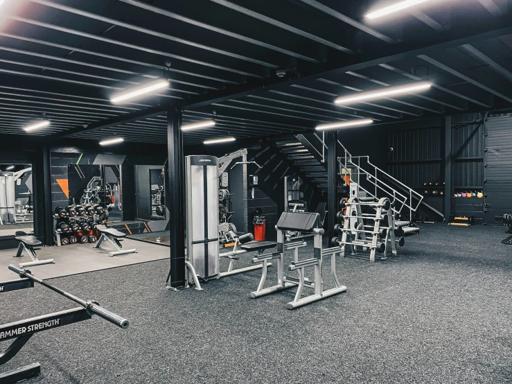 a gym with the equipment in full view