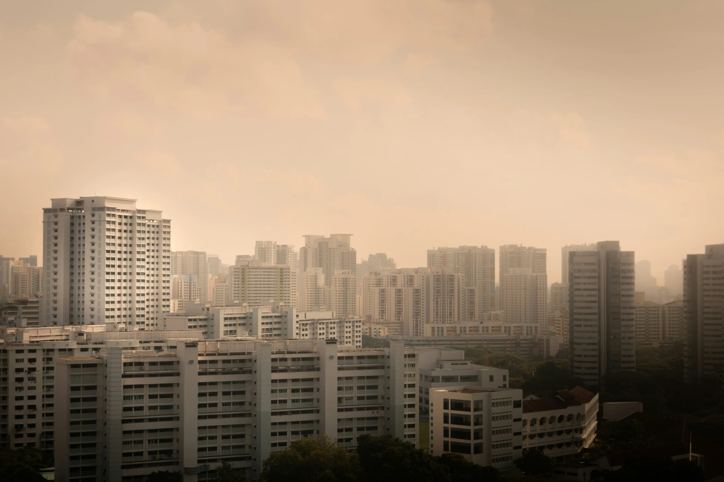 this cityscape depicts a large and many buildings