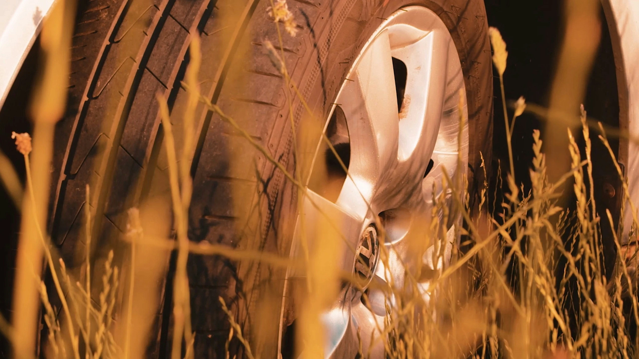 a closeup of an old, dirty, tire in the grass