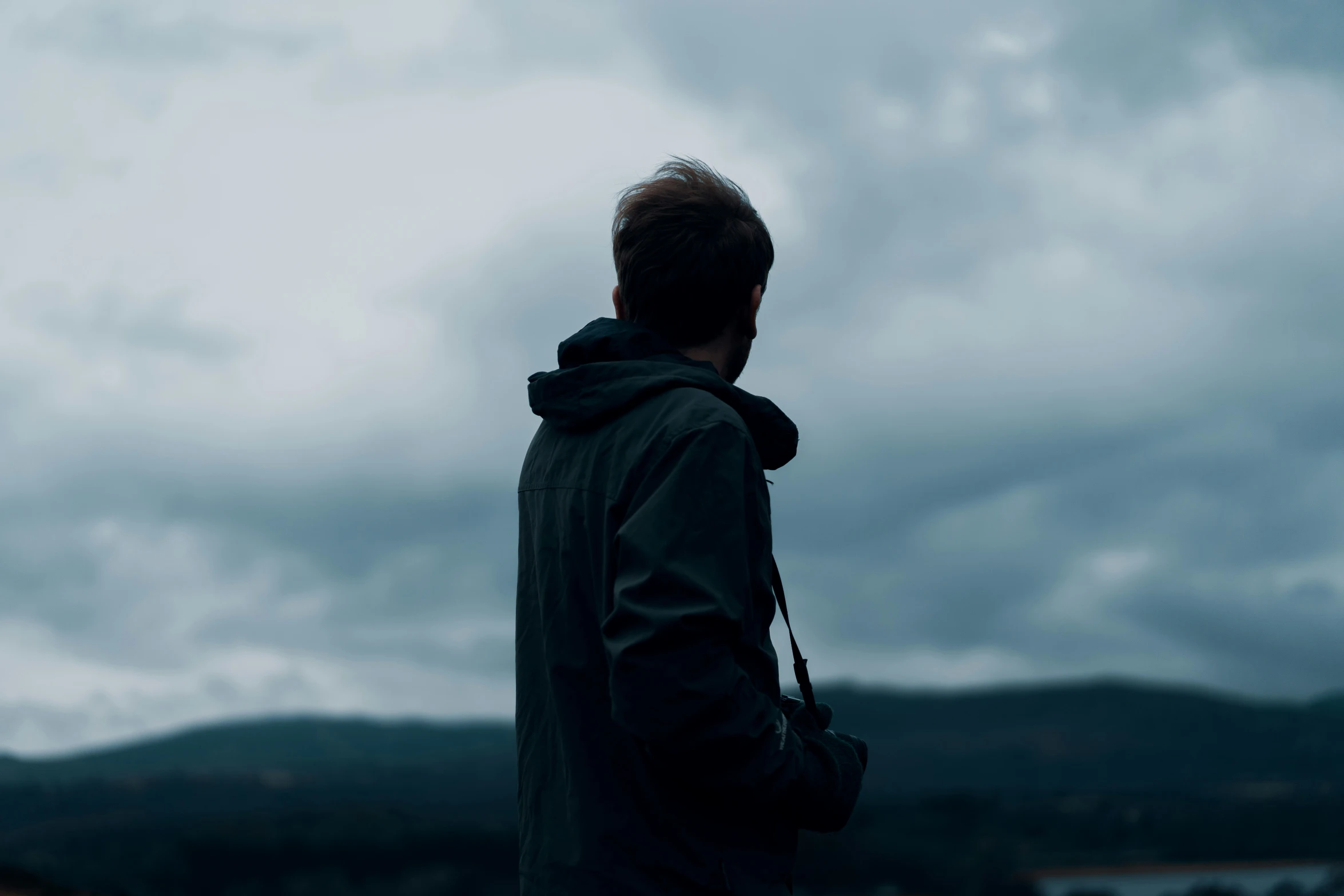 a man looking out over a distant landscape