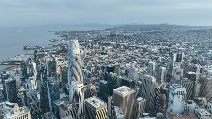 the city skyline and the ocean are very large