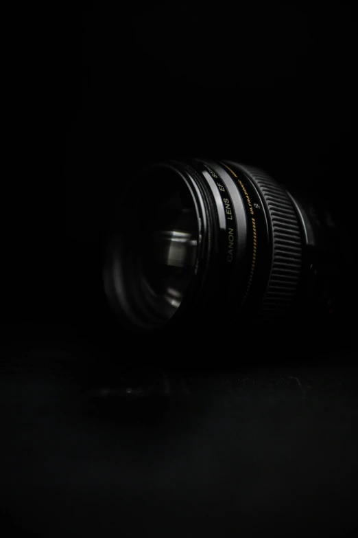 a lens with no hood is shown in the dark