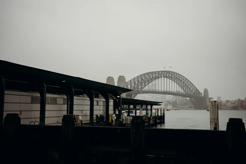 a black and white po of a large bridge