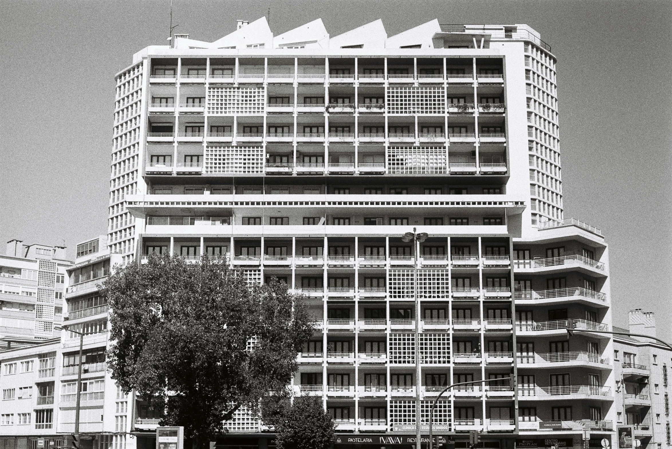 a black and white po of some buildings