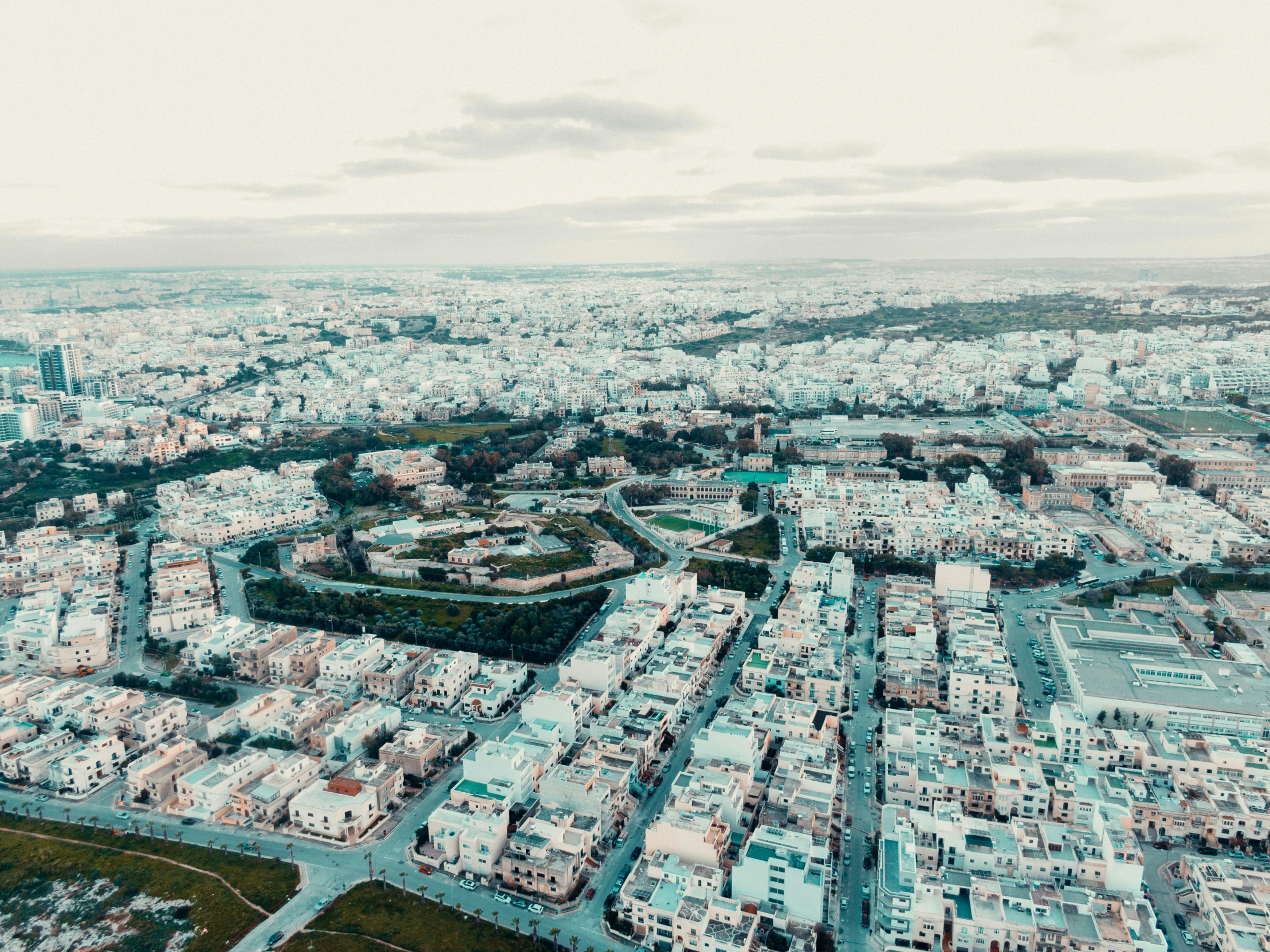 the aerial po of a very big city