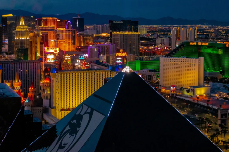 a night time view of the las vegas strip