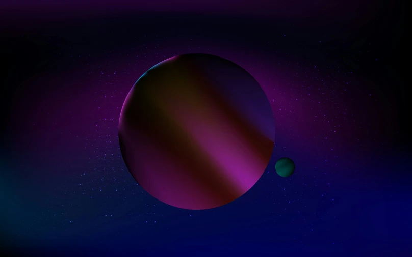 the planet in the space is purple and blue