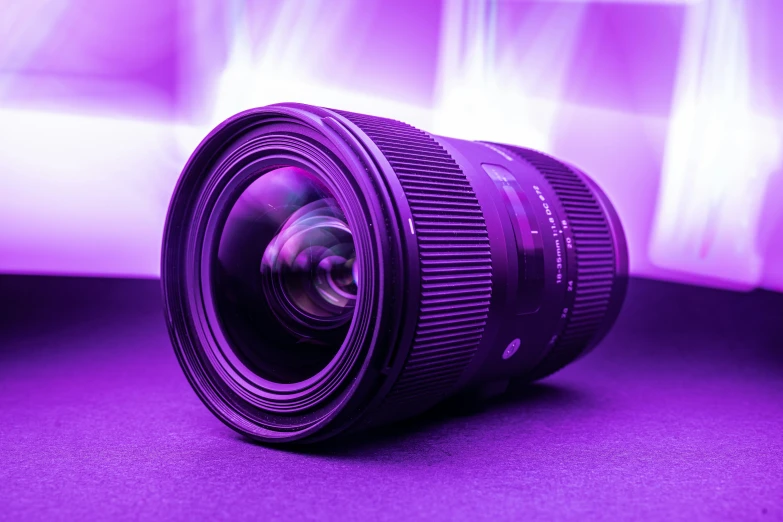 the zoom lens on a purple background