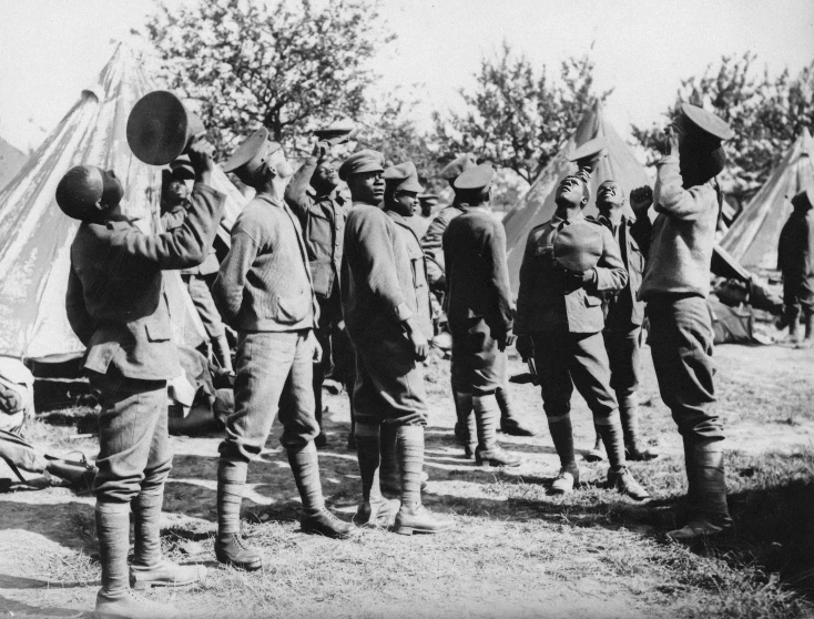 an old po with some people in uniform