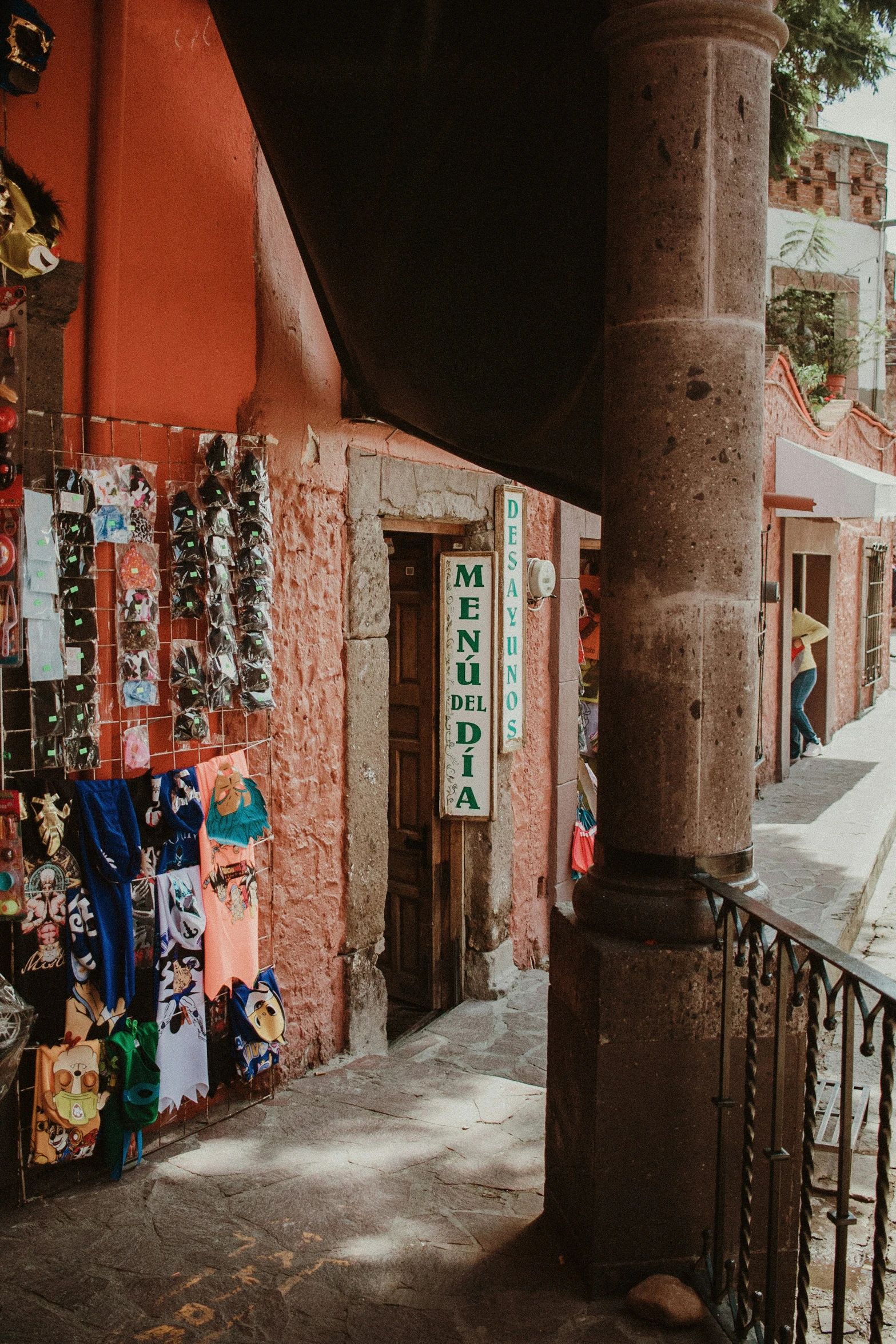 many items are displayed in a row on the street