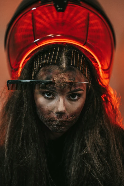 a woman in a hat has her hair in a messy ponytail