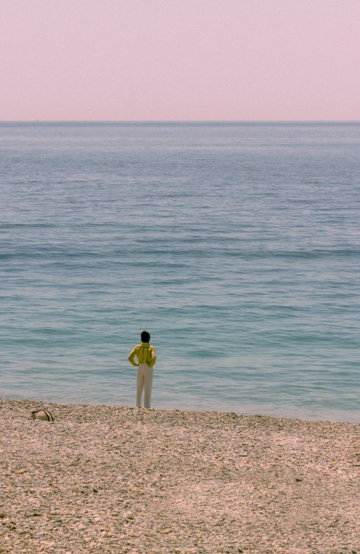 person on beach looking at body of water