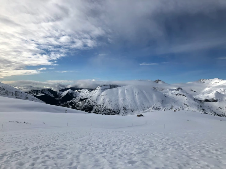 view of a ski slope with a mountain in the background