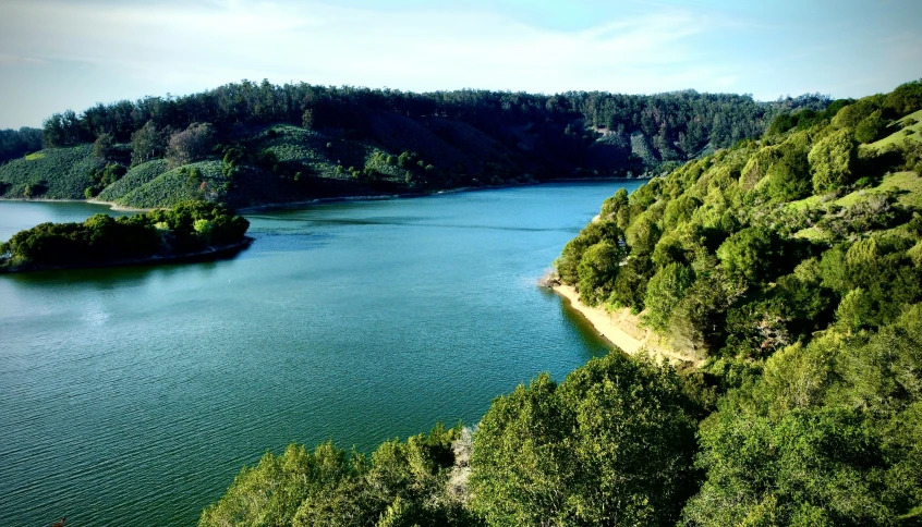 a view of an area with water and some land