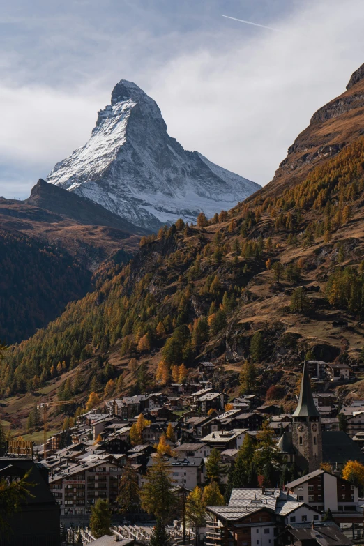 there is a very tall mountain covered in snow