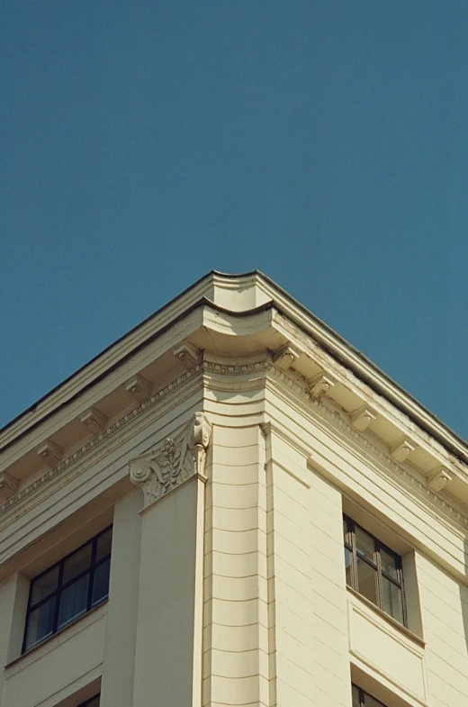 a clock is shown at the top of a building