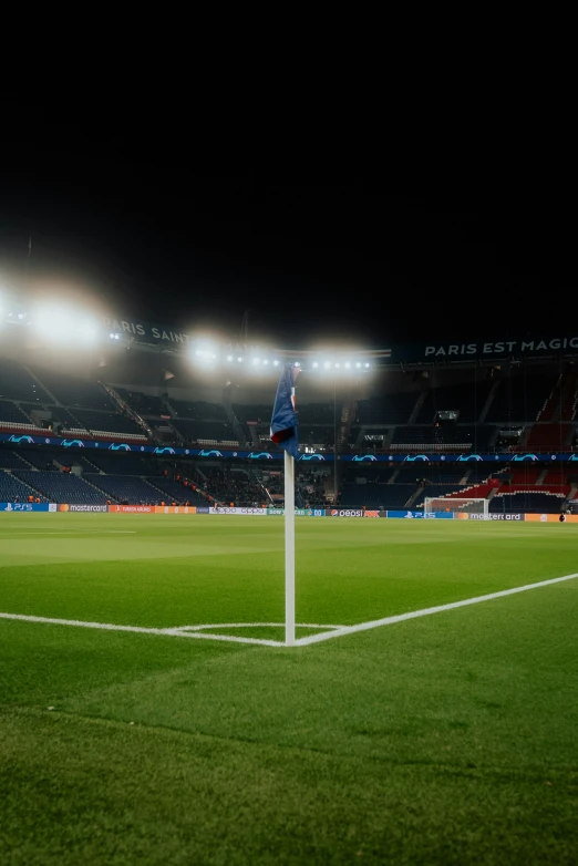 soccer field with lights on at night