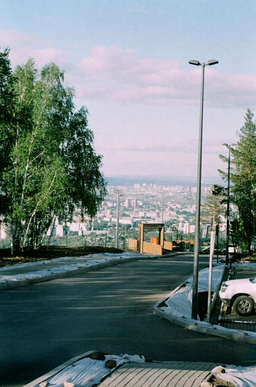 there is a car parked in front of a street