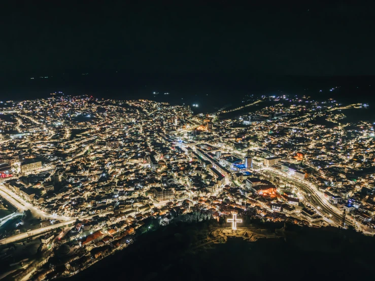 a view of an area with lots of lights at night