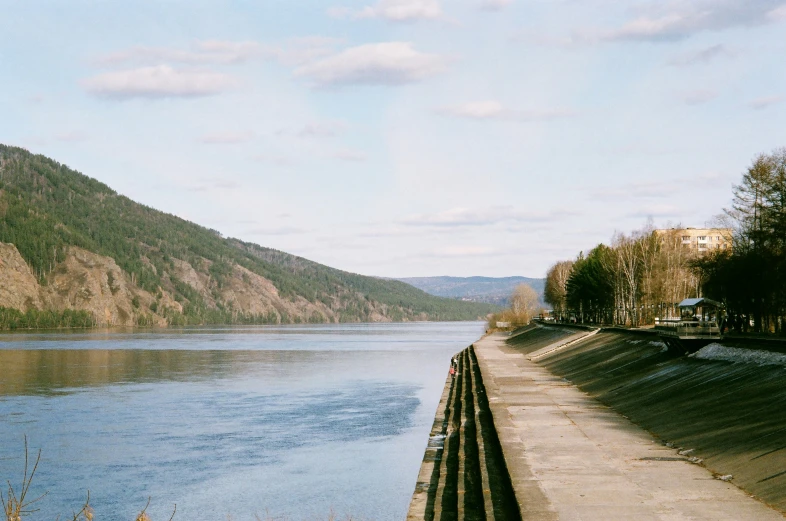 a large body of water surrounded by mountains