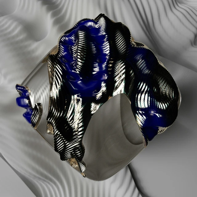 a close up s of a black and blue object