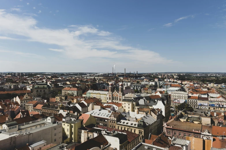 an aerial s of city, including buildings and sky