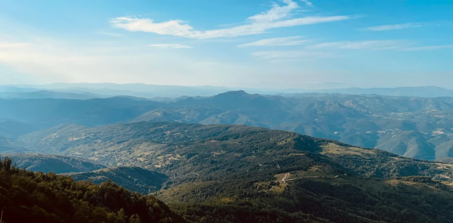 view from a high point of a mountainous area