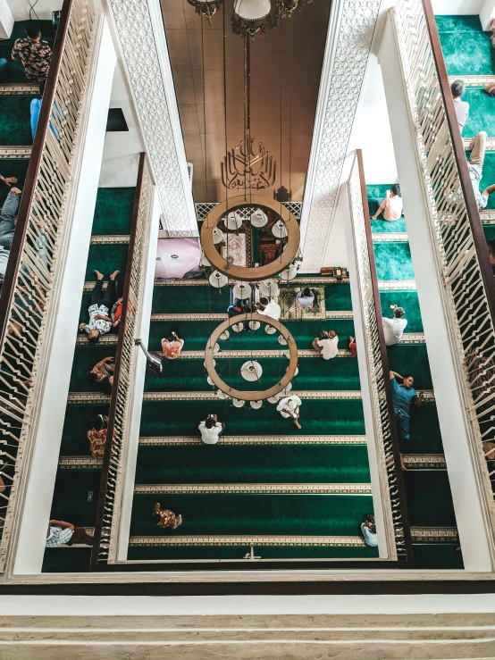 a set of stairs going up to a lobby