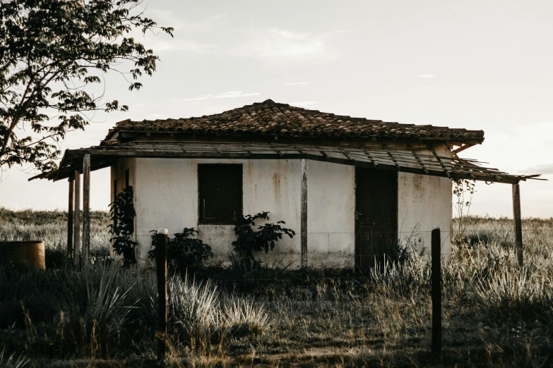 an old building in the middle of nowhere