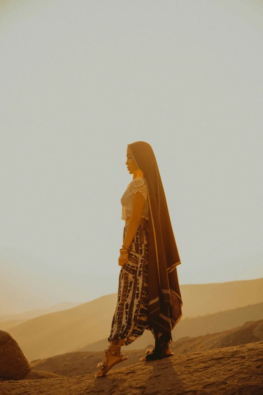 a person standing alone in the desert