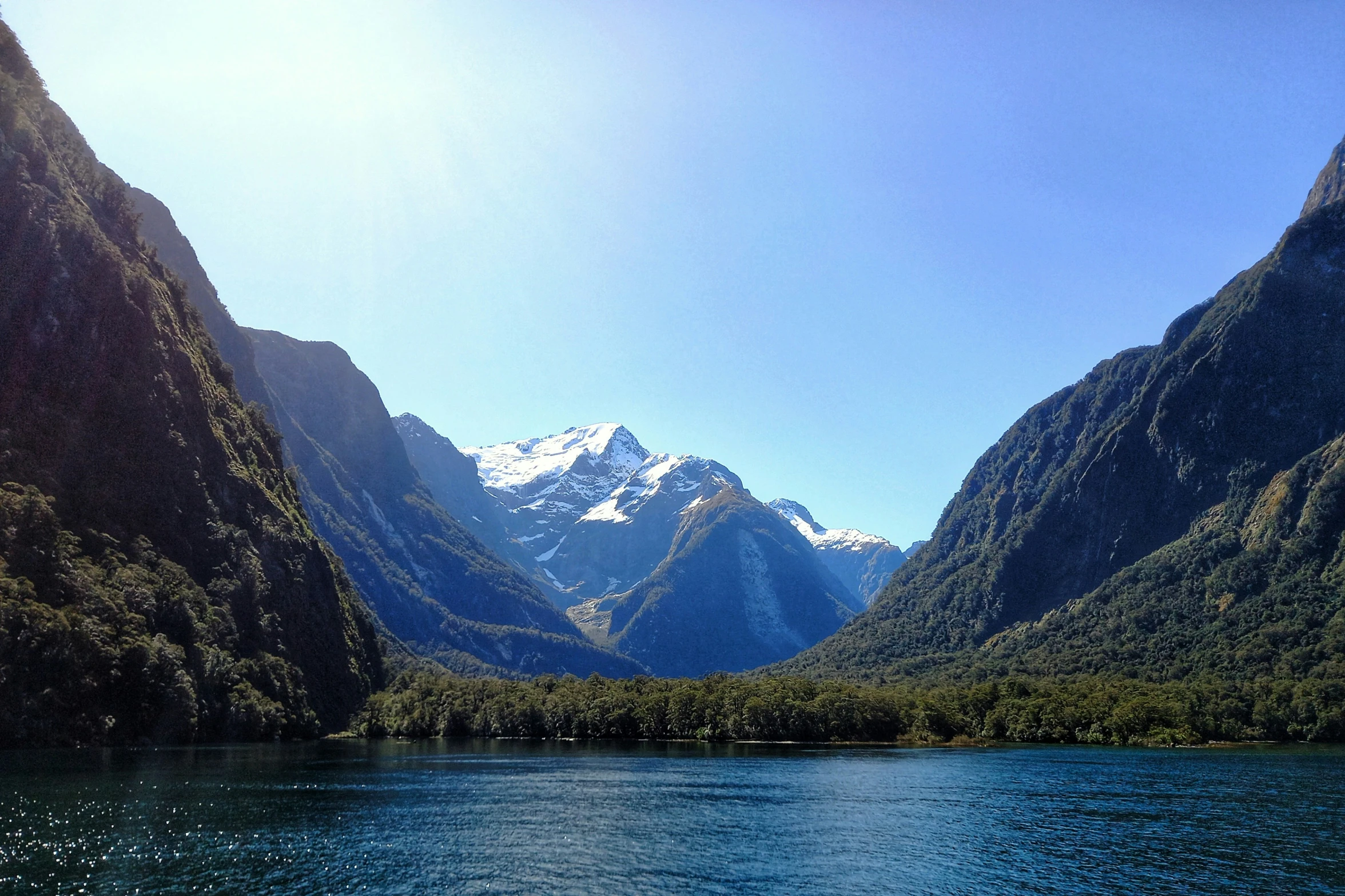 this is the view of mountains from a boat