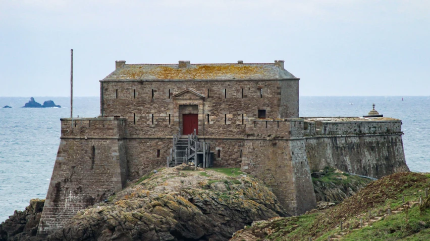 the castle is on the island with rocks