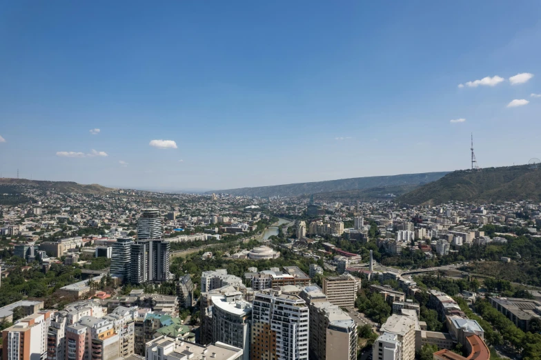 a view of a city skyline from a high point of view