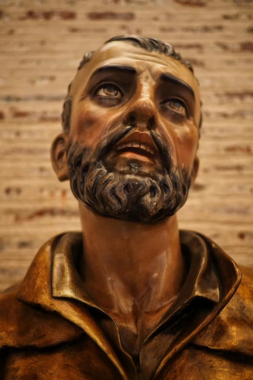 a close up view of a bust of a man with beard and bearding
