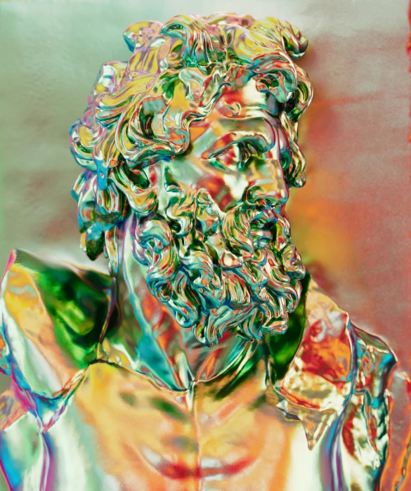 an artistic image of a statue and colors